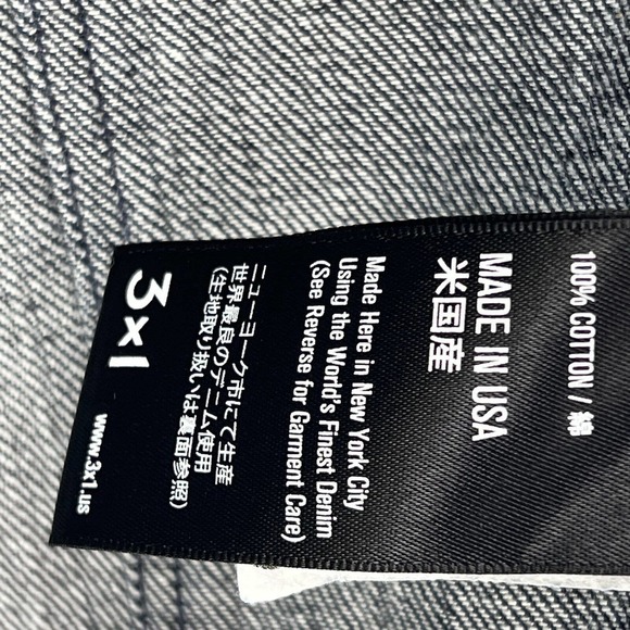 3x1 Oversized Trucker Denim Jacket 100% Cotton Pockets Classic Long Sleeve M - Picture 10 of 12